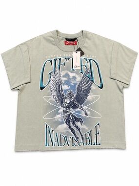Chosen Brand Angel Graphic Tee Mens Small Frosted Green Y2K Oversized NWT
